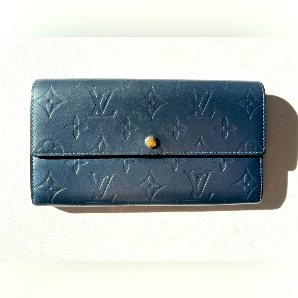 Louis Vuitton SARAH long wallet Empreinte Patent Snap LV Pewter Grey Gray